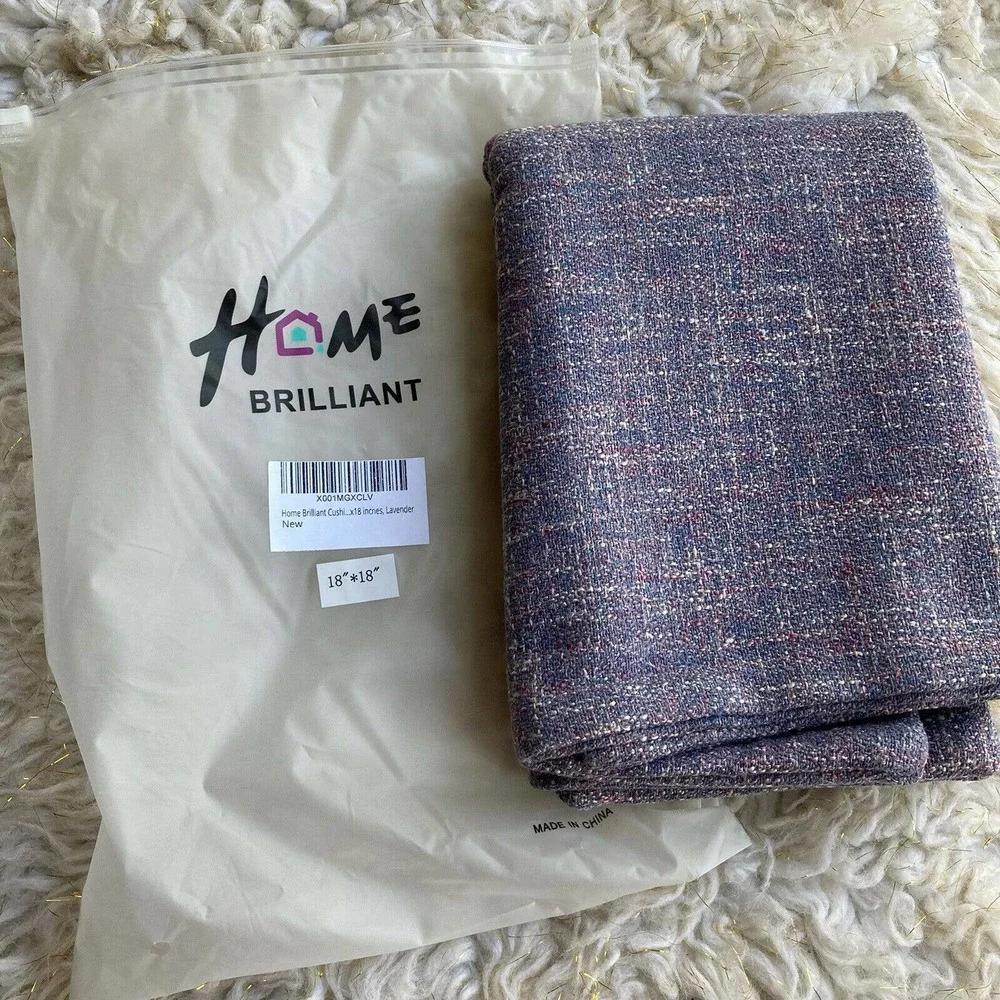 Home Brilliant Cushion Cover 18” x 18” Lavender Purple Pillow Case Linen.